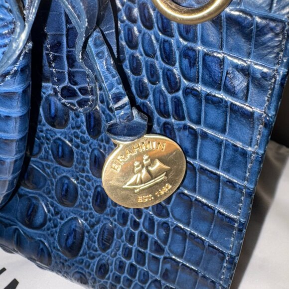 BRAHMIN Melbourne Stacy Satchel – Navy Embossed Leather - Picture 5 of 7